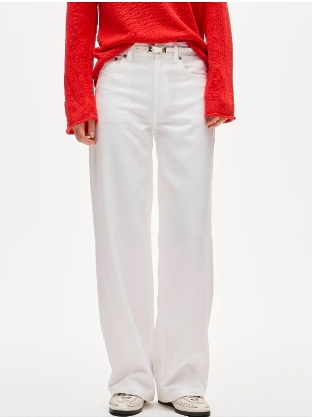 J. Crew Summertime White Wide-Leg Jeans with Mid Rise